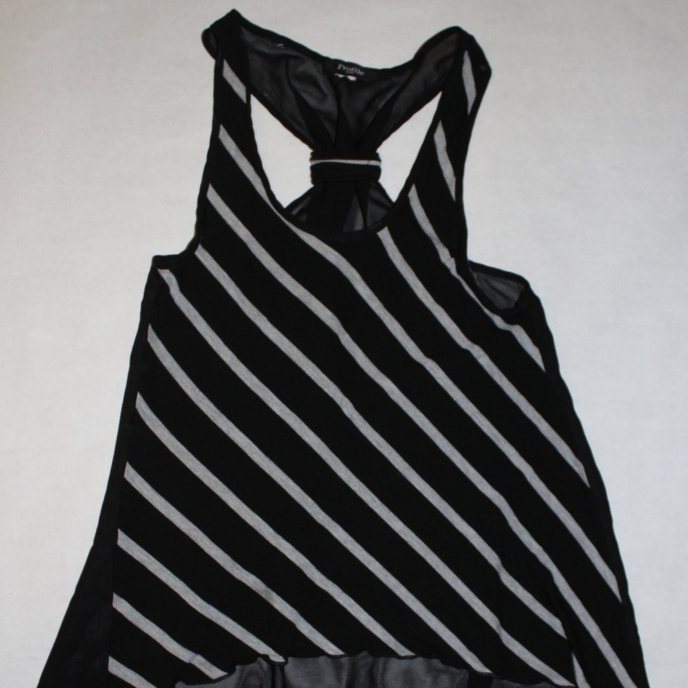 Black Blouse/Top with Stripes